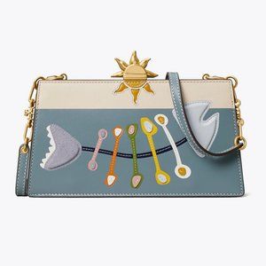 NWT TORY BURCH Fish-appliqué Frame Leather Crossbody Bag